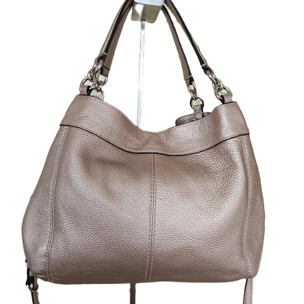 Like New Coach Lexy Gold Leather Shoulder Bag Handbag Purse